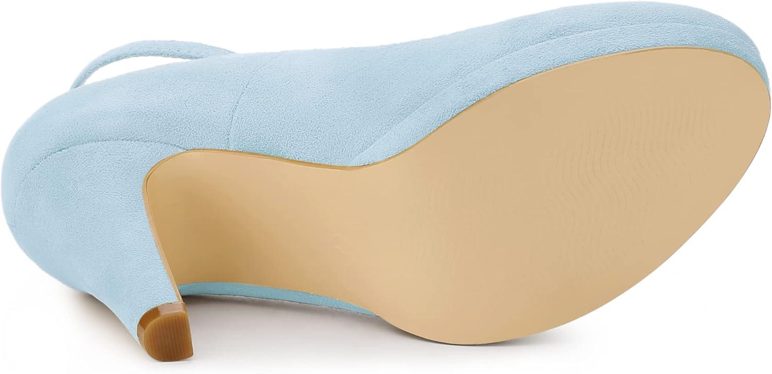 imageAllegra K Womens Round Toe Stiletto Heels Ankle Strap PumpsSky Blue