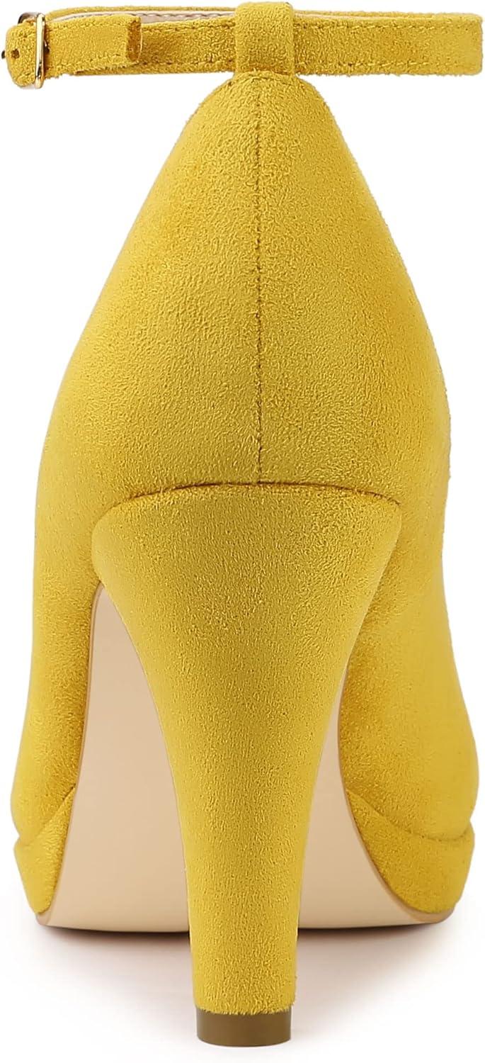 imageAllegra K Womens Round Toe Stiletto Heels Ankle Strap PumpsYellow