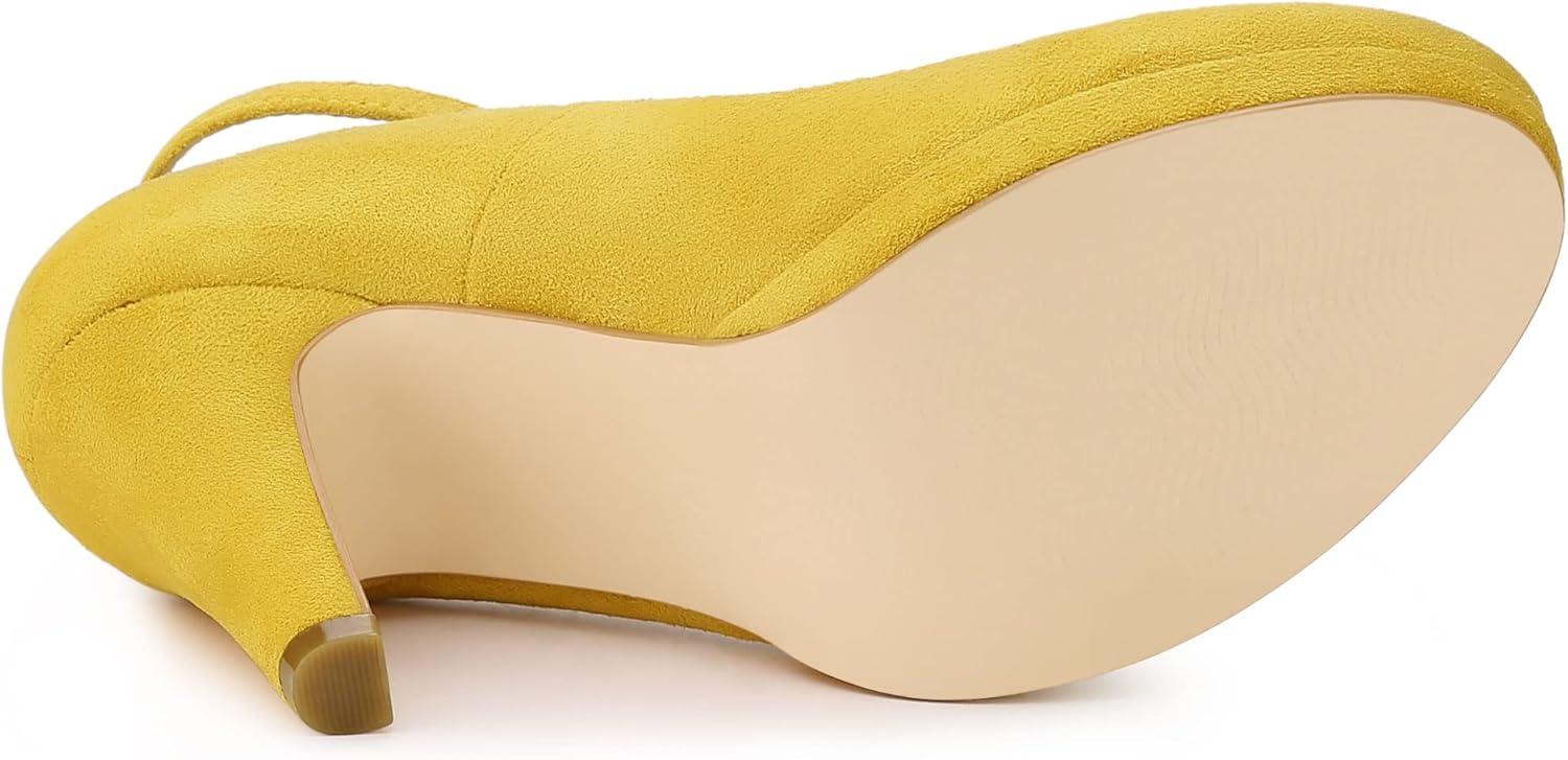 imageAllegra K Womens Round Toe Stiletto Heels Ankle Strap PumpsYellow