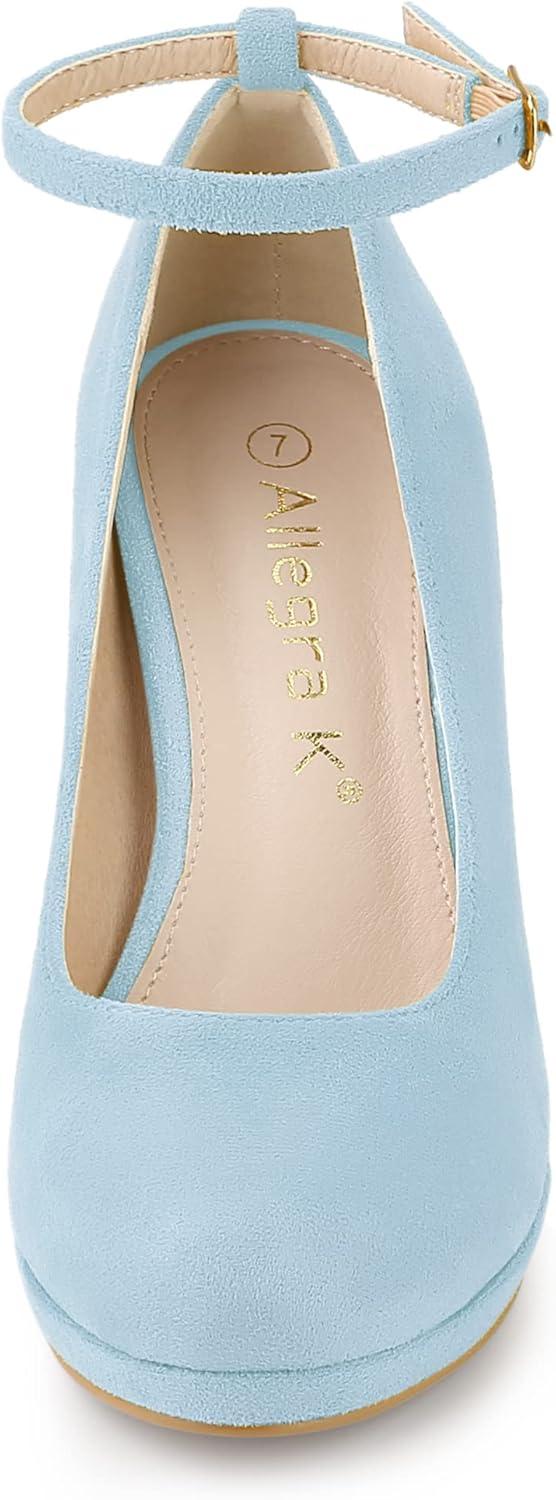 imageAllegra K Womens Round Toe Stiletto Heels Ankle Strap Sky Blue Pumps  65 M US