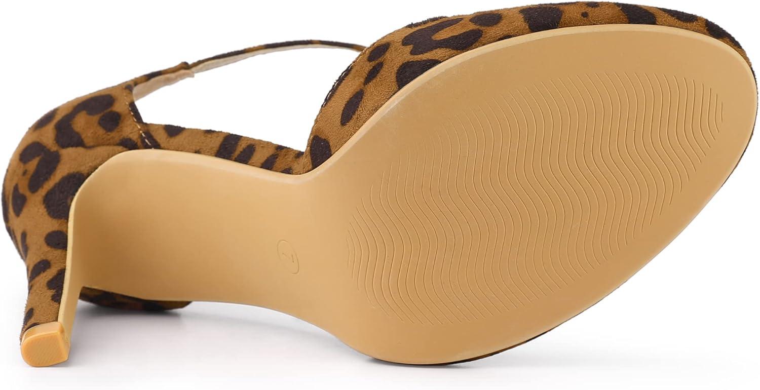 imageAllegra K Womens Rounded Toe Stiletto Heel TStrap Dress Leopard Pumps 8 M US