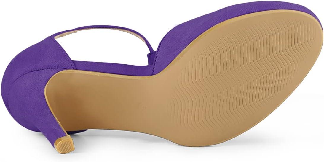 imageAllegra K Womens Rounded Toe Stiletto Heel TStrap Dress Purple Pumps 9 M US