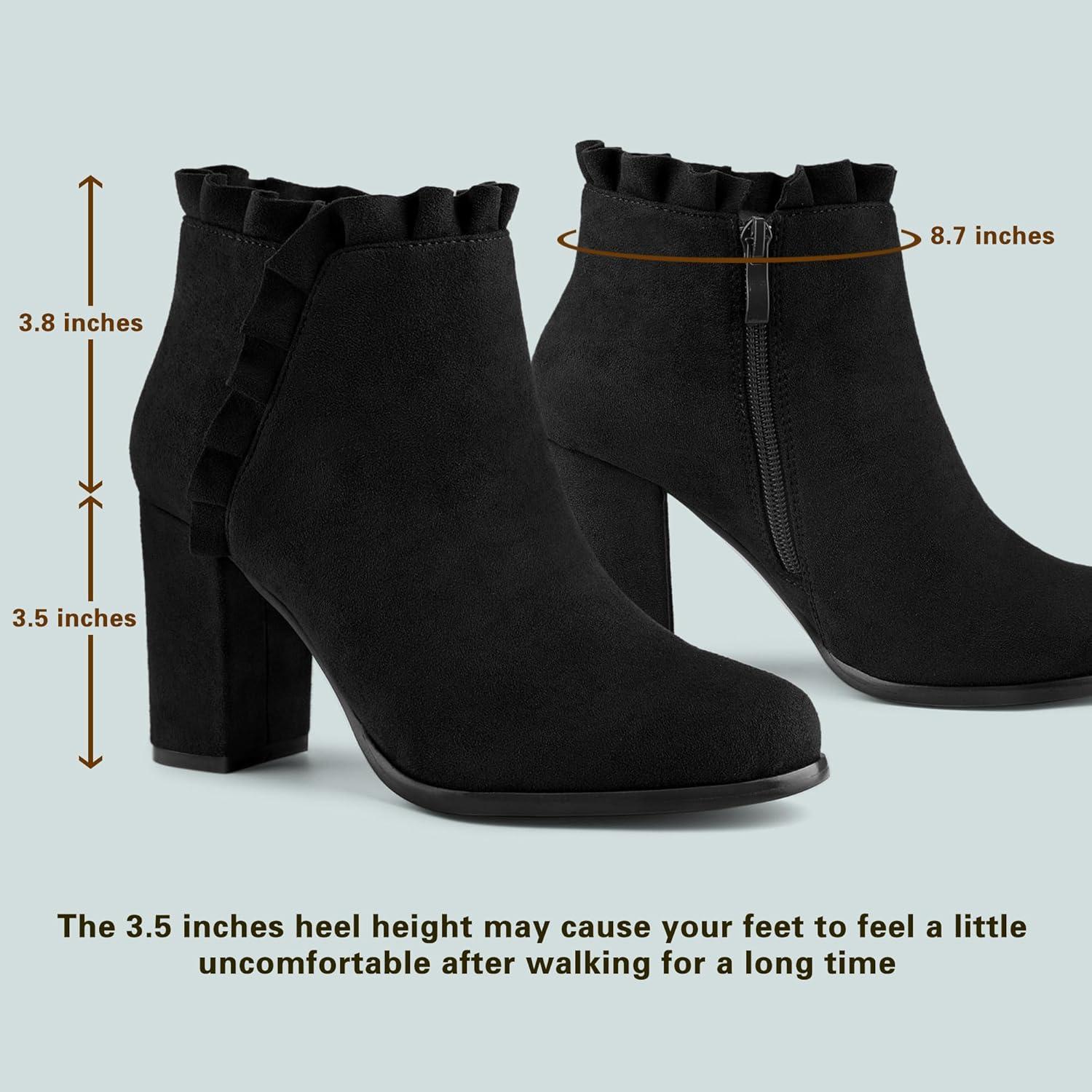 imageAllegra K Womens Ruffle Block Heel Ankle BootsBlack