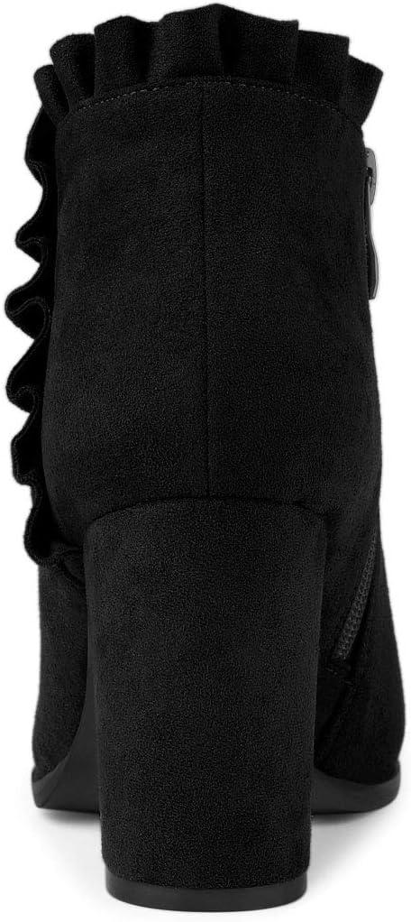 imageAllegra K Womens Ruffle Block Heel Ankle BootsBlack