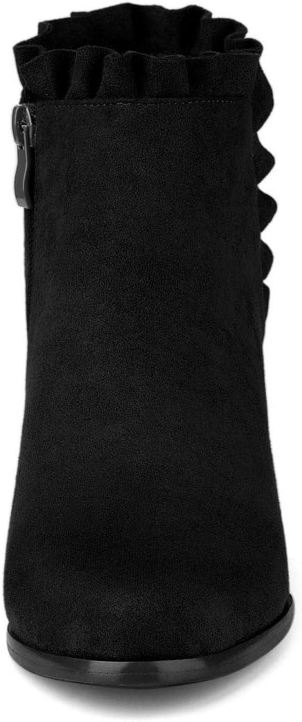 imageAllegra K Womens Ruffle Block Heel Ankle BootsBlack