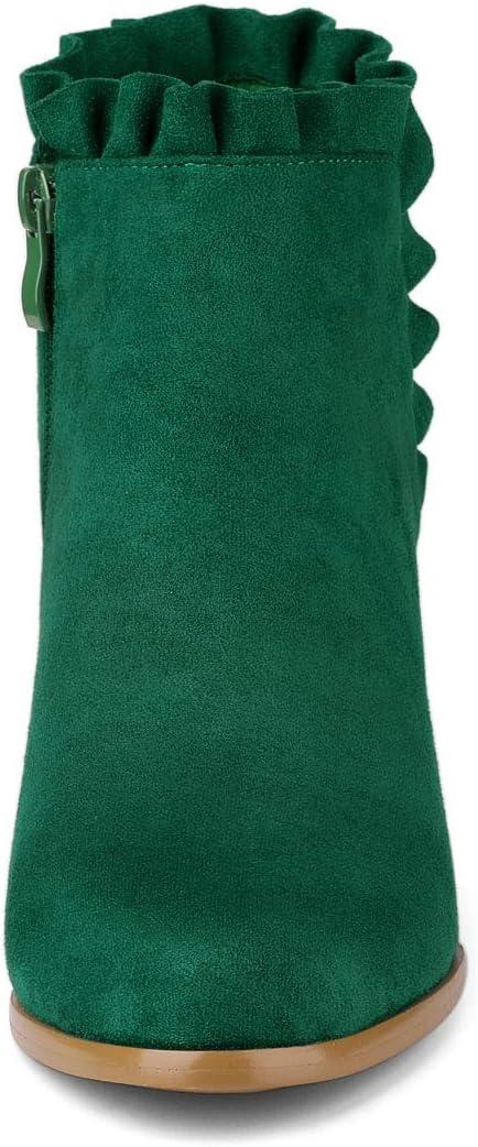 imageAllegra K Womens Ruffle Block Heel Ankle BootsDark Green
