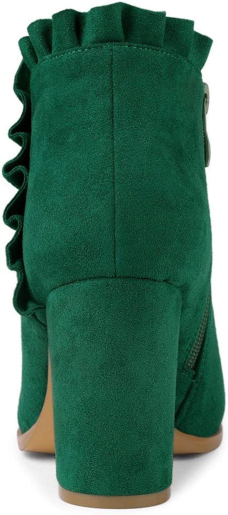 imageAllegra K Womens Ruffle Block Heel Ankle BootsDark Green