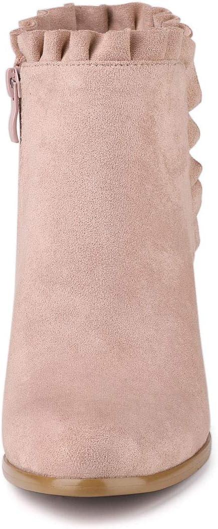 imageAllegra K Womens Ruffle Block Heel Ankle BootsDust Pink