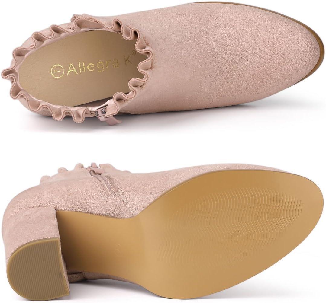 imageAllegra K Womens Ruffle Block Heel Ankle BootsDust Pink