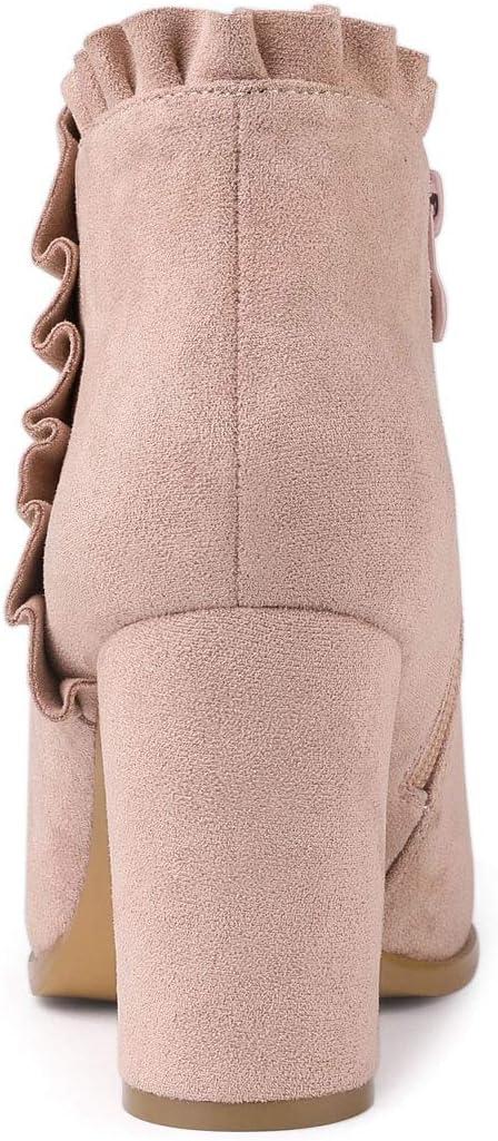 imageAllegra K Womens Ruffle Block Heel Ankle BootsDust Pink