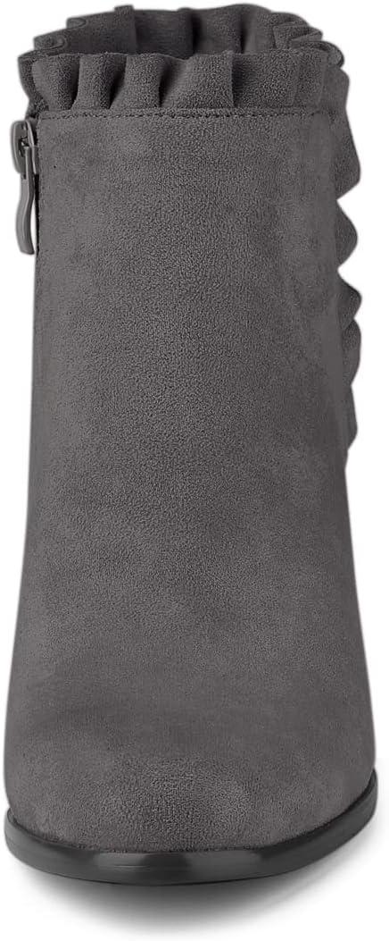 imageAllegra K Womens Ruffle Block Heel Ankle BootsGrey