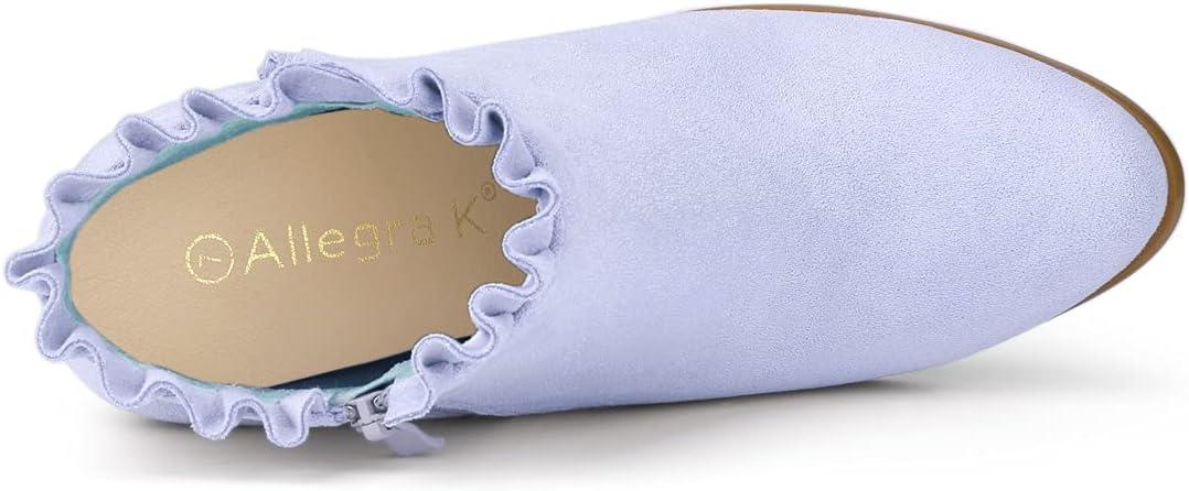 imageAllegra K Womens Ruffle Block Heel Ankle BootsPurple