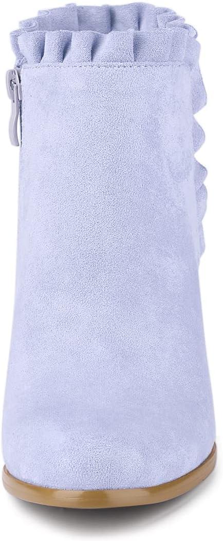 imageAllegra K Womens Ruffle Block Heel Ankle BootsPurple