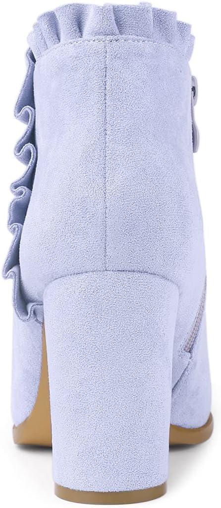 imageAllegra K Womens Ruffle Block Heel Ankle BootsPurple