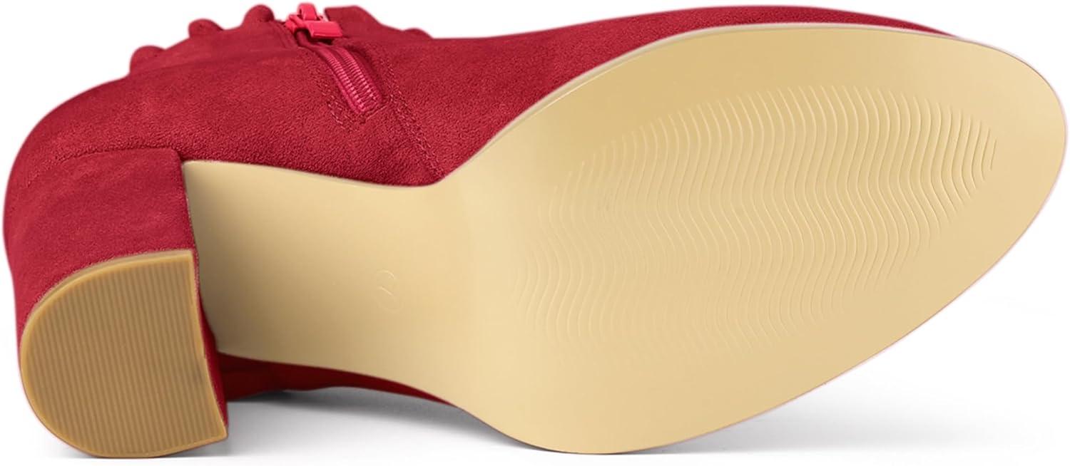 imageAllegra K Womens Ruffle Block Heel Ankle BootsRed