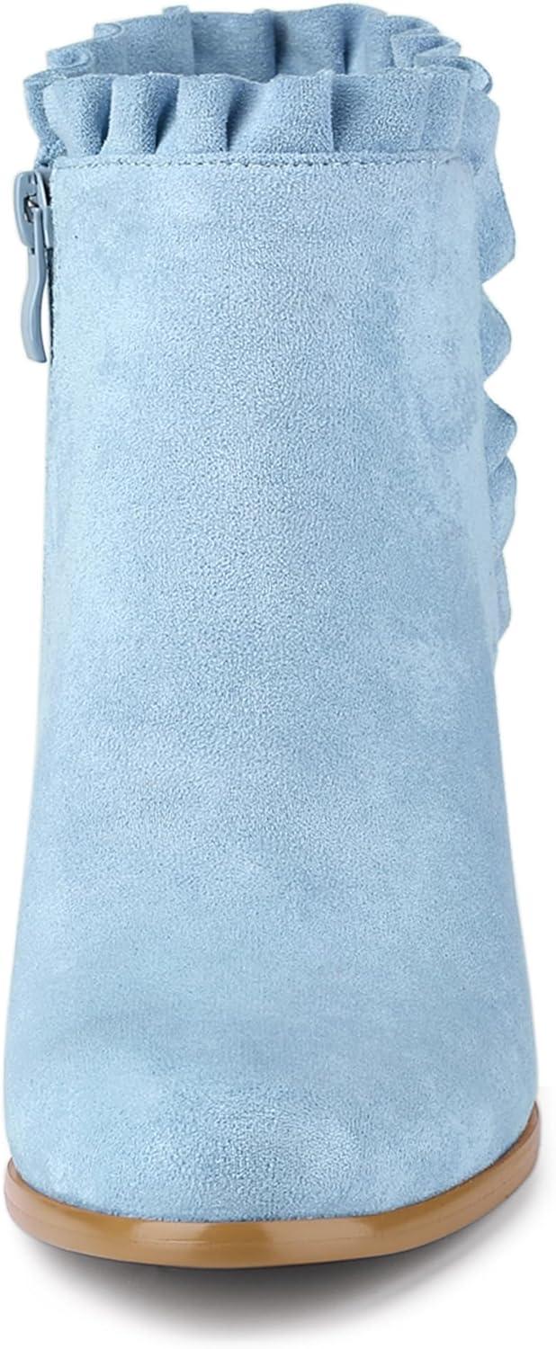 imageAllegra K Womens Ruffle Block Heel Ankle BootsSky Blue