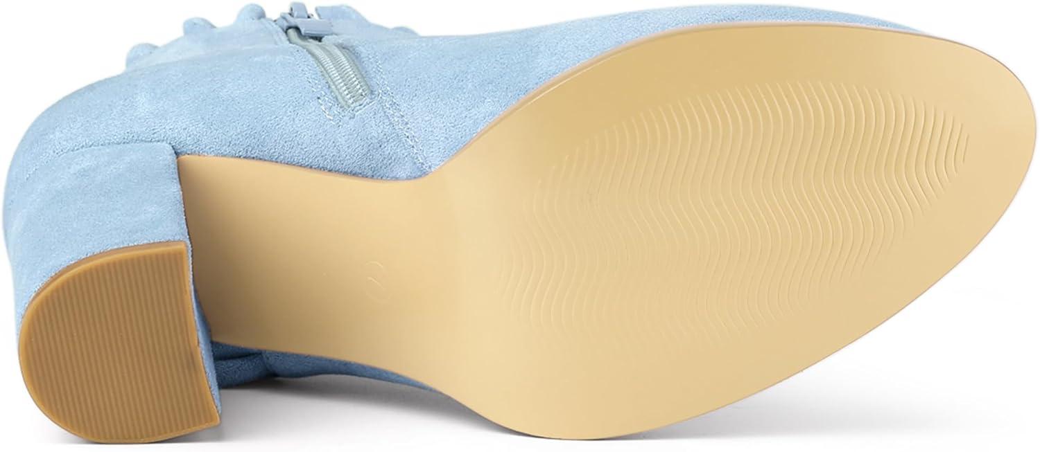 imageAllegra K Womens Ruffle Block Heel Ankle BootsSky Blue