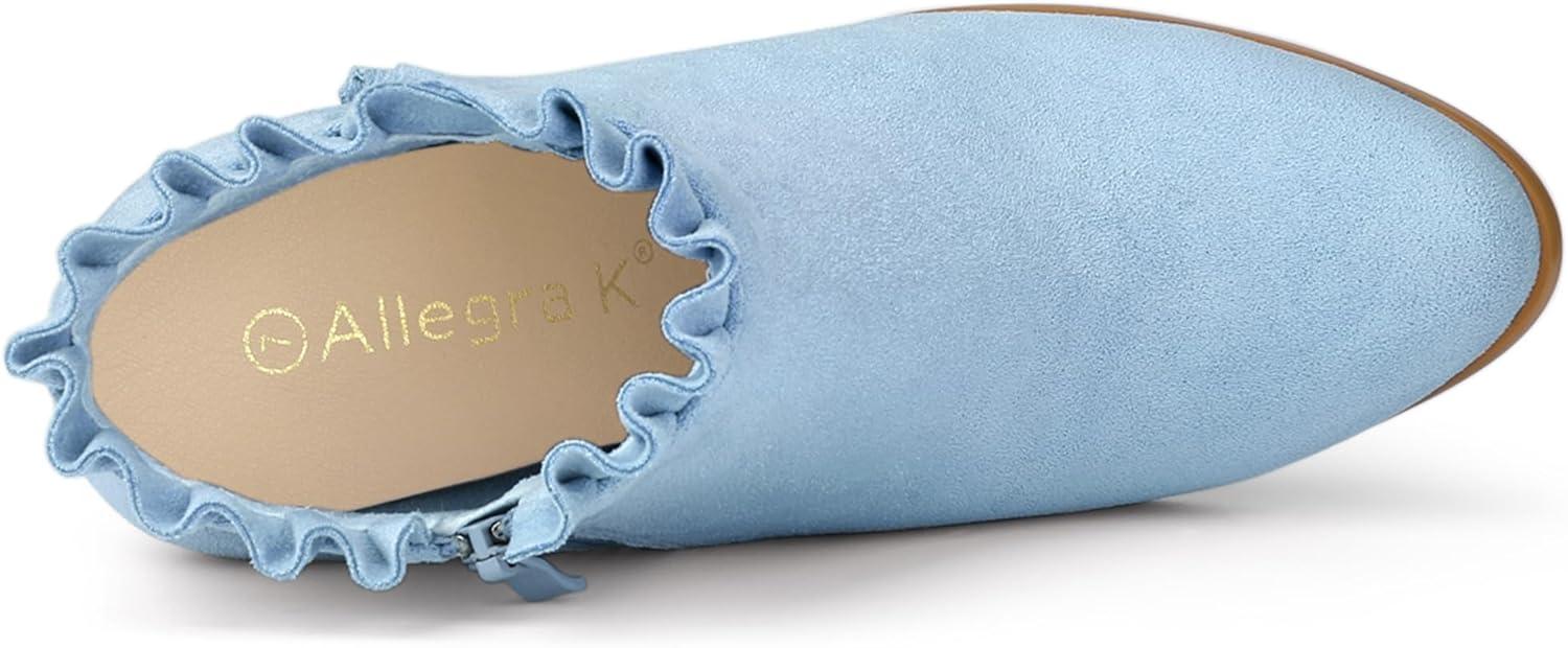 imageAllegra K Womens Ruffle Block Heel Ankle BootsSky Blue