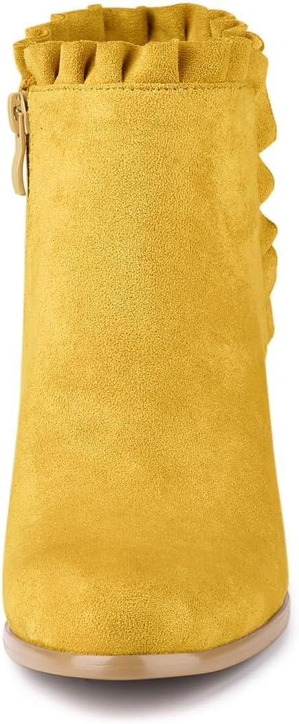imageAllegra K Womens Ruffle Block Heel Ankle BootsYellow