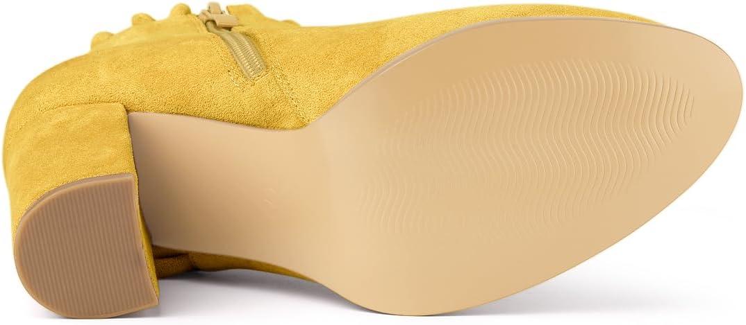 imageAllegra K Womens Ruffle Block Heel Ankle BootsYellow