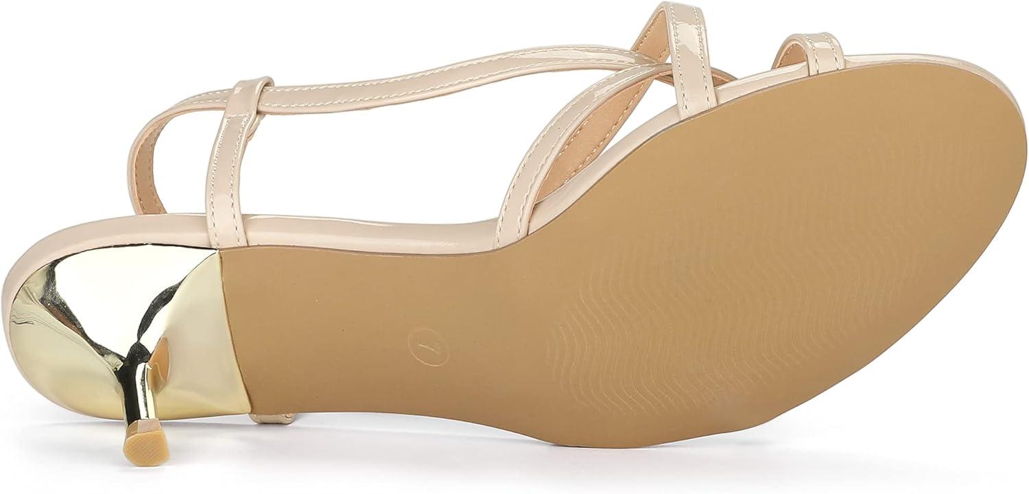 imageAllegra K Womens Slingback Strappy Kitten Heel Heels SandalsBeige