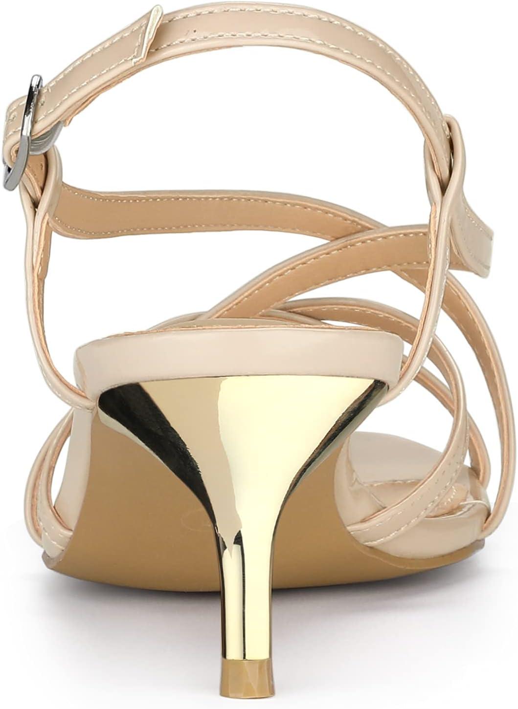 imageAllegra K Womens Slingback Strappy Kitten Heel Heels SandalsBeige