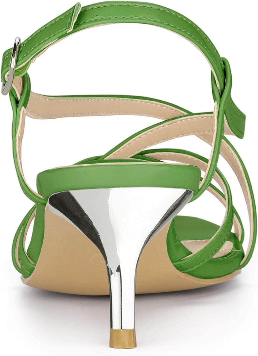 imageAllegra K Womens Slingback Strappy Kitten Heel Heels SandalsGreen