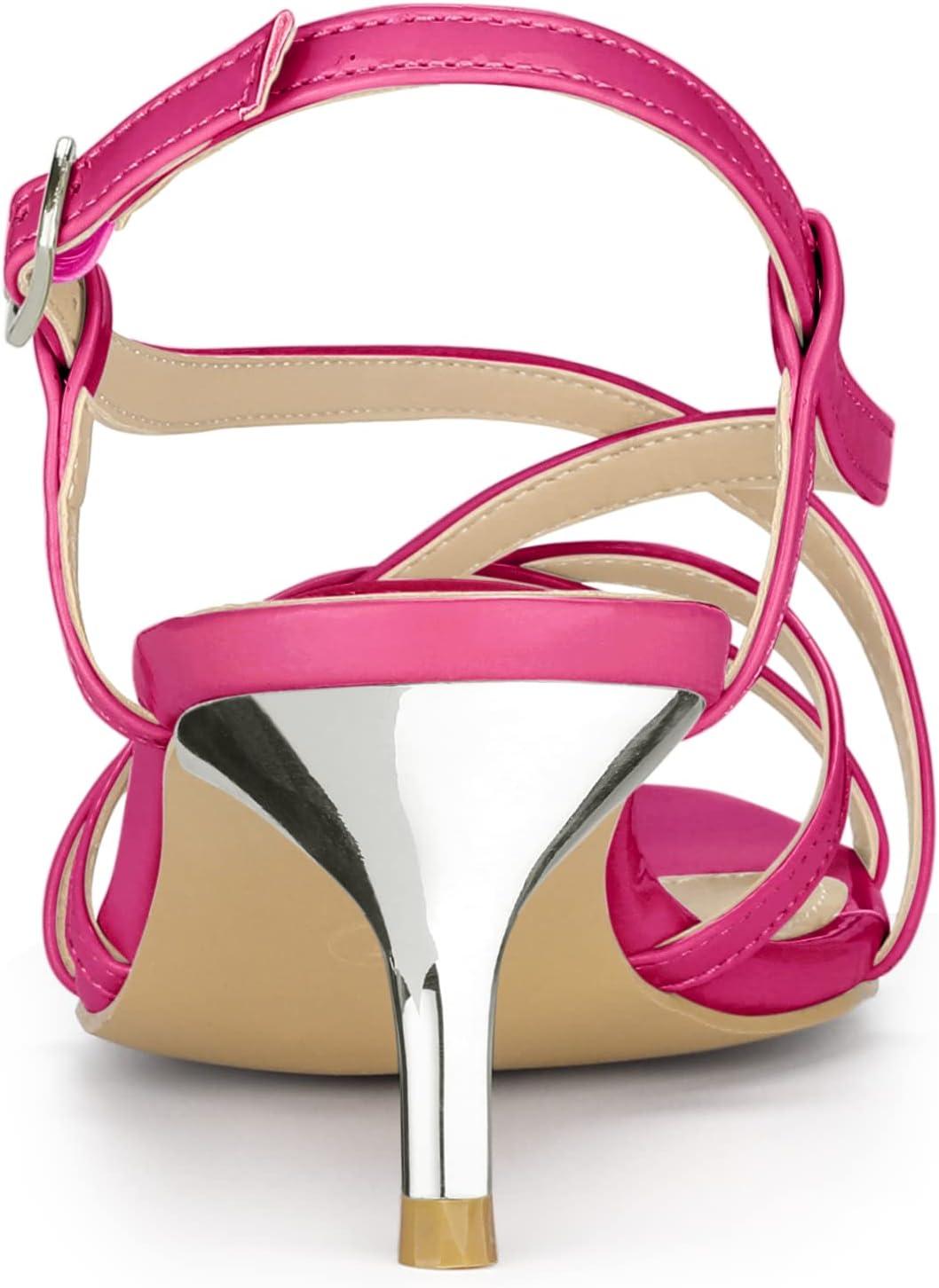 imageAllegra K Womens Slingback Strappy Kitten Heel Heels SandalsHot Pink