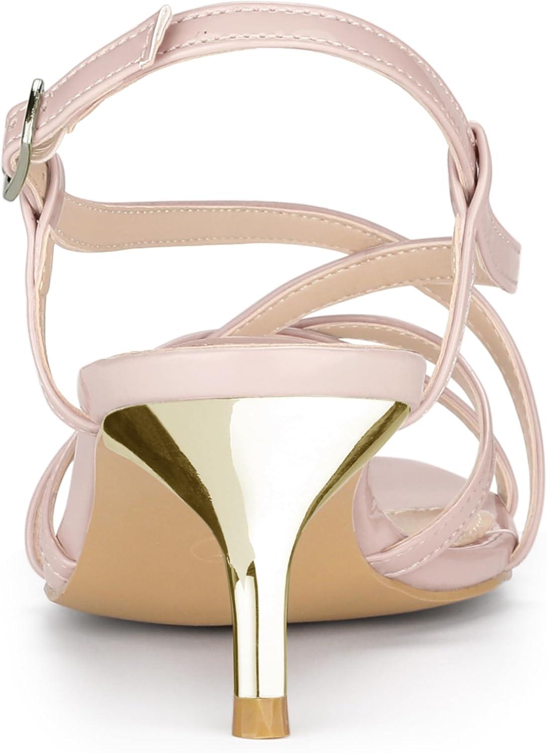 imageAllegra K Womens Slingback Strappy Kitten Heel Heels SandalsNude