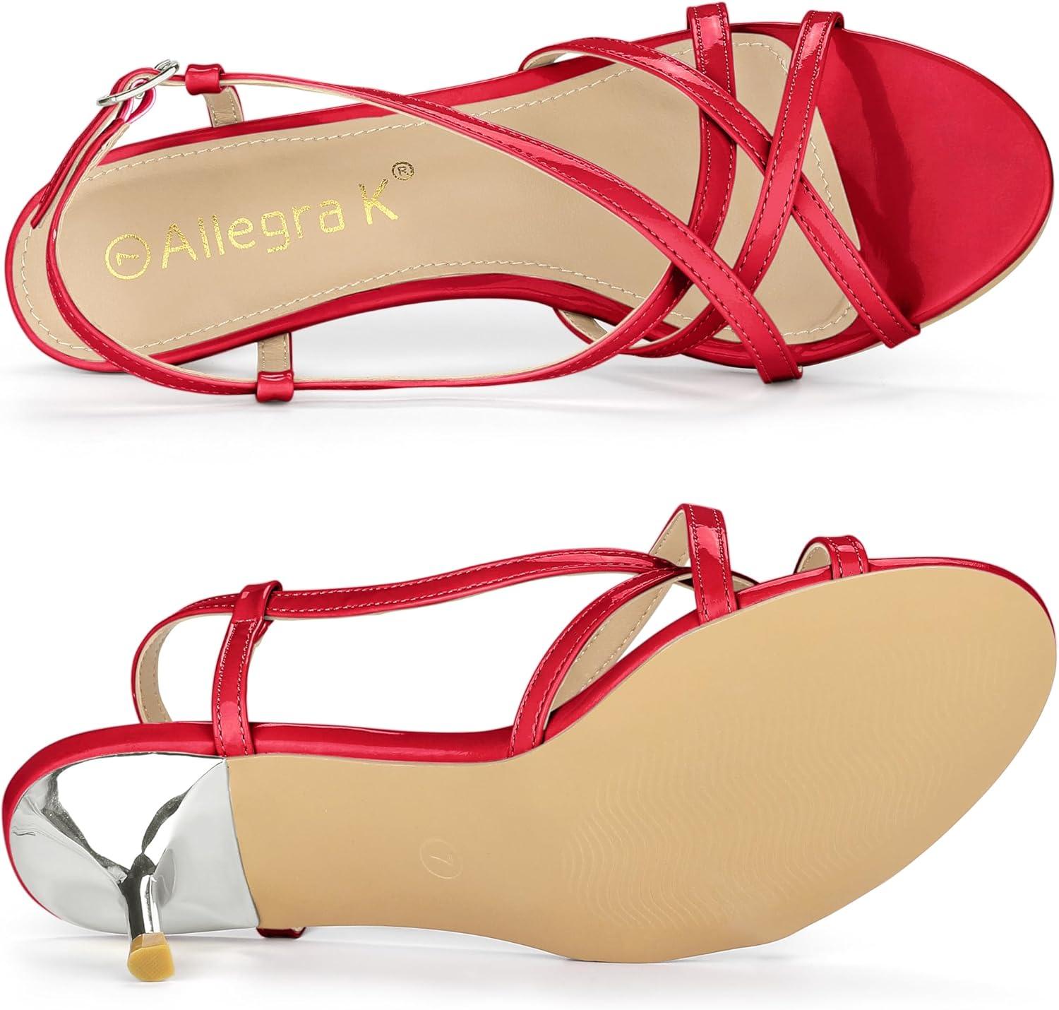 imageAllegra K Womens Slingback Strappy Kitten Heel Heels SandalsRed