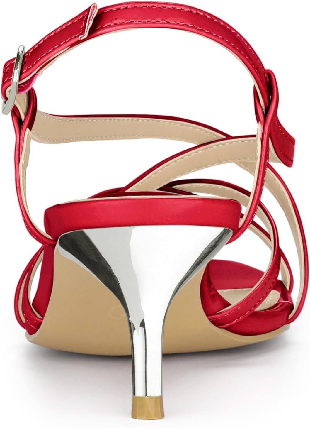 imageAllegra K Womens Slingback Strappy Kitten Heel Heels SandalsRed
