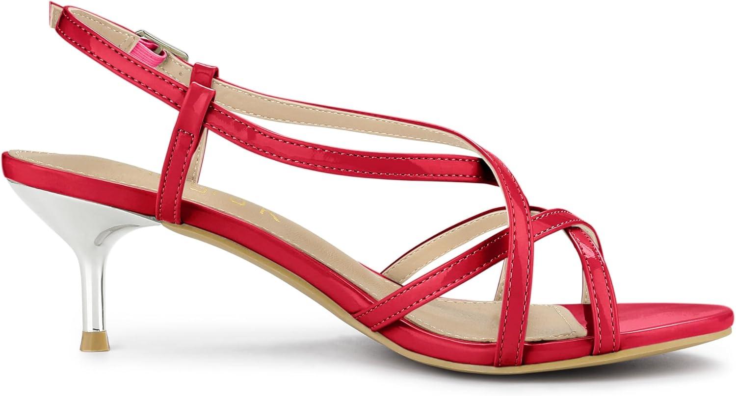 imageAllegra K Womens Slingback Strappy Kitten Heel Heels SandalsRed