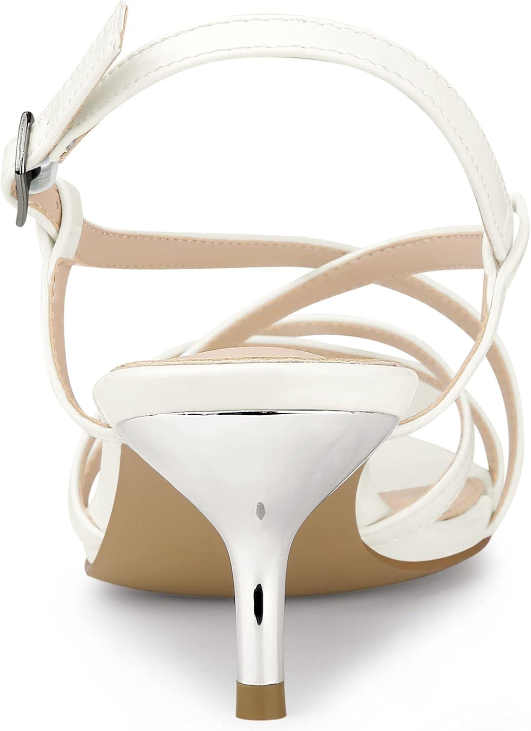 imageAllegra K Womens Slingback Strappy Kitten Heel Heels SandalsWhite