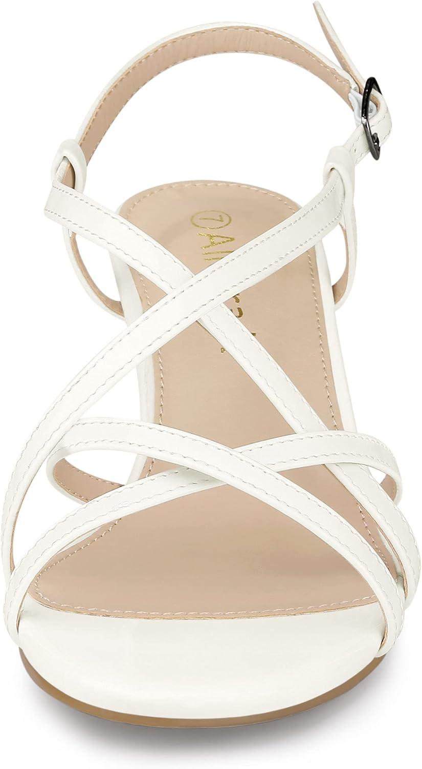 imageAllegra K Womens Slingback Strappy Kitten Heel Heels SandalsWhite