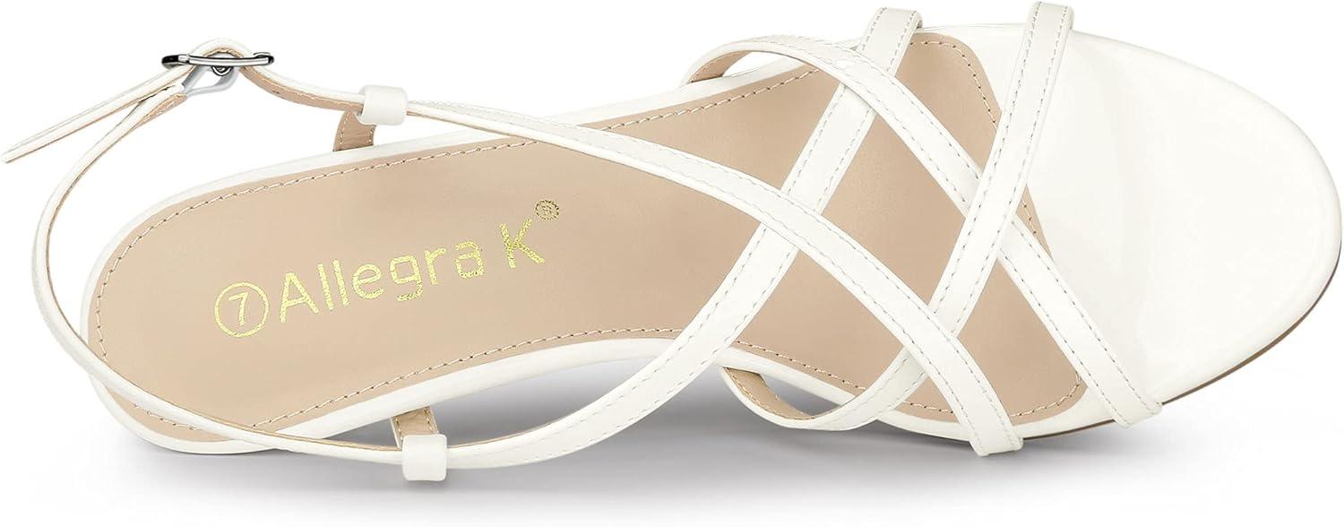 imageAllegra K Womens Slingback Strappy Kitten Heel Heels SandalsWhite