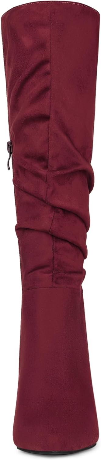 imageAllegra K Womens Slouch Pointed Toe Chunky Heel Knee High BootsBurgundy
