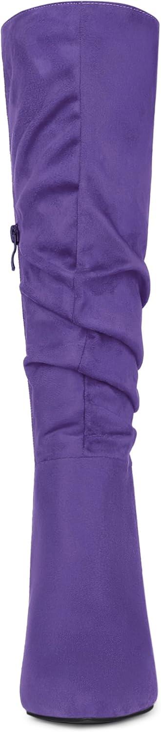imageAllegra K Womens Slouch Pointed Toe Chunky Heel Knee High BootsDark Purple