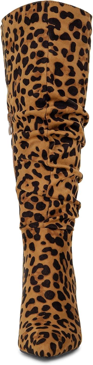 imageAllegra K Womens Slouch Pointed Toe Chunky Heel Knee High BootsLeopard
