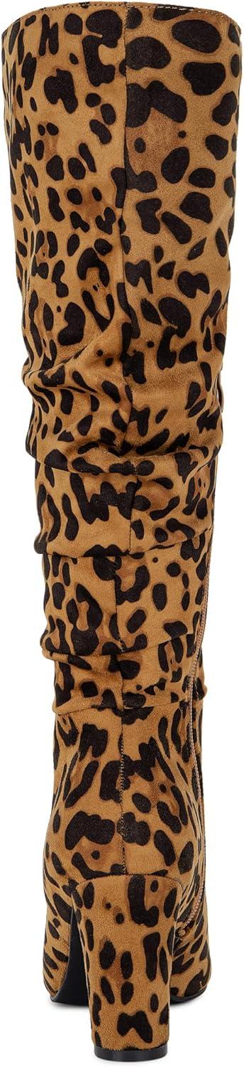 imageAllegra K Womens Slouch Pointed Toe Chunky Heel Knee High BootsLeopard