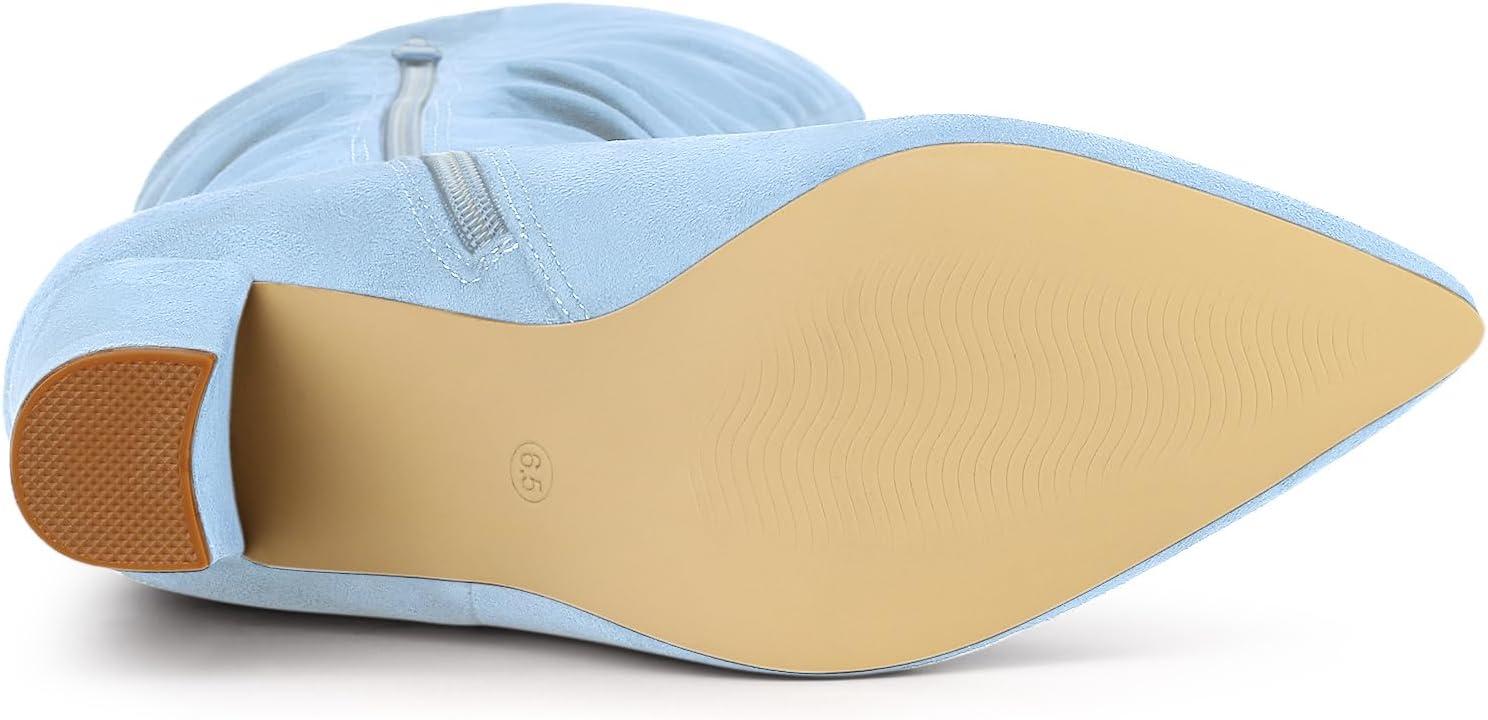 imageAllegra K Womens Slouch Pointed Toe Chunky Heel Knee High BootsSky Blue