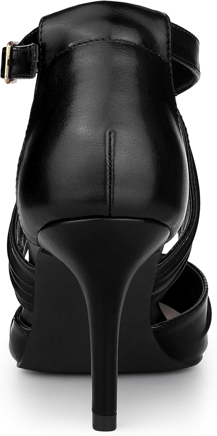 imageAllegra K Womens Slouches Cross Strap Pointed Toe Stiletto Heels PumpsBlack