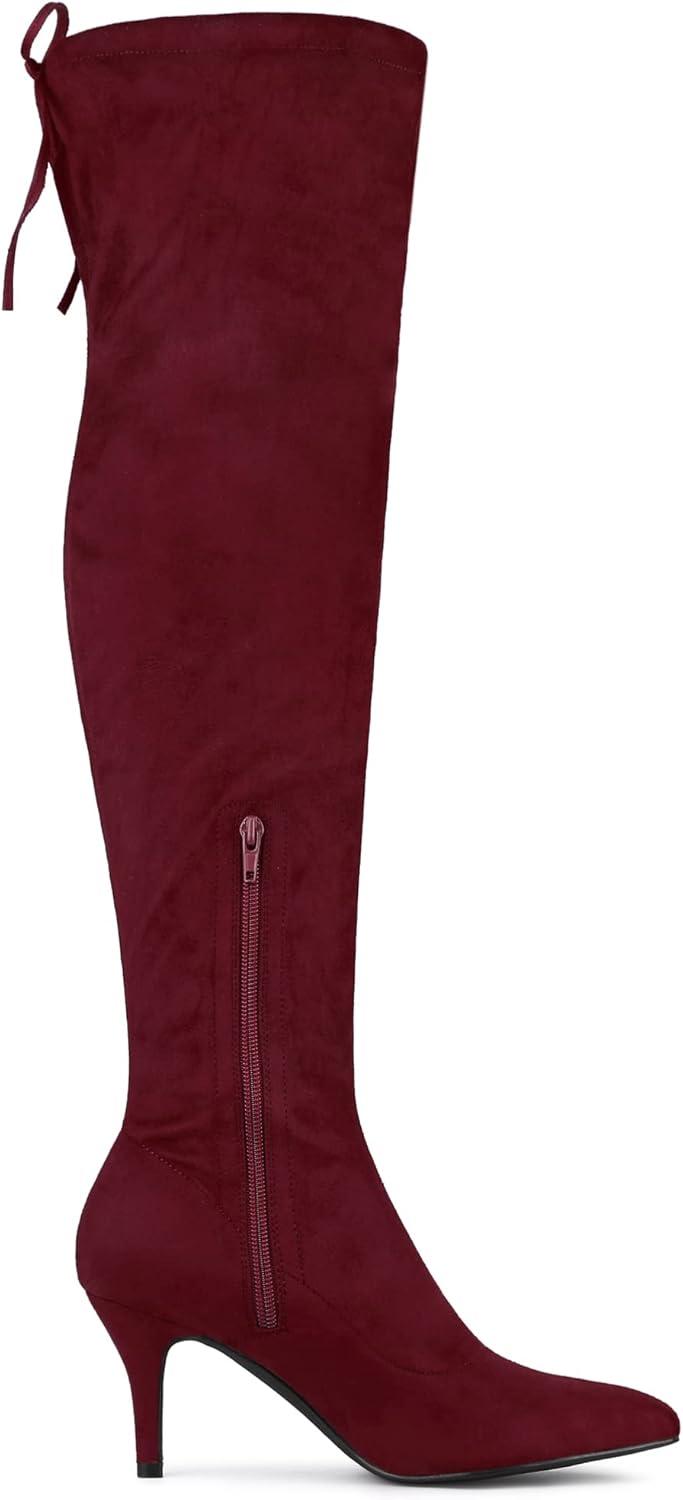 imageAllegra K Womens Stiletto Heels Thigh High Over the Knee High BootsBurgundy
