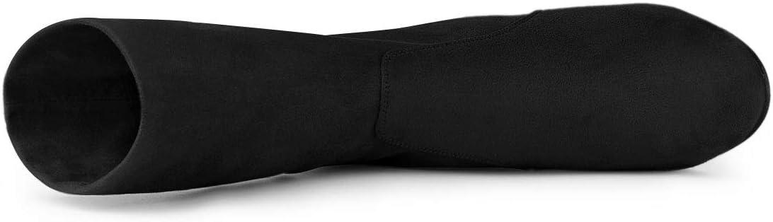 imageAllegra K Womens Stretch Round Toe Block Heel Sock Ankle BootsBlack