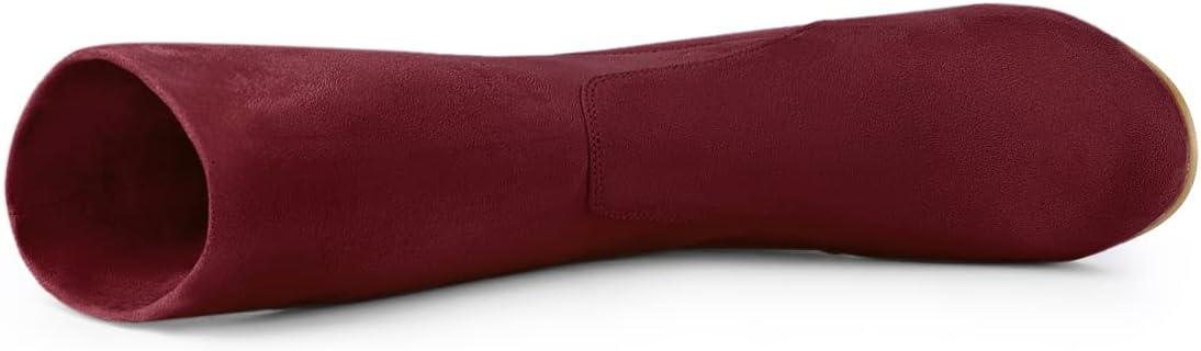 imageAllegra K Womens Stretch Round Toe Block Heel Sock Ankle BootsBurgundy