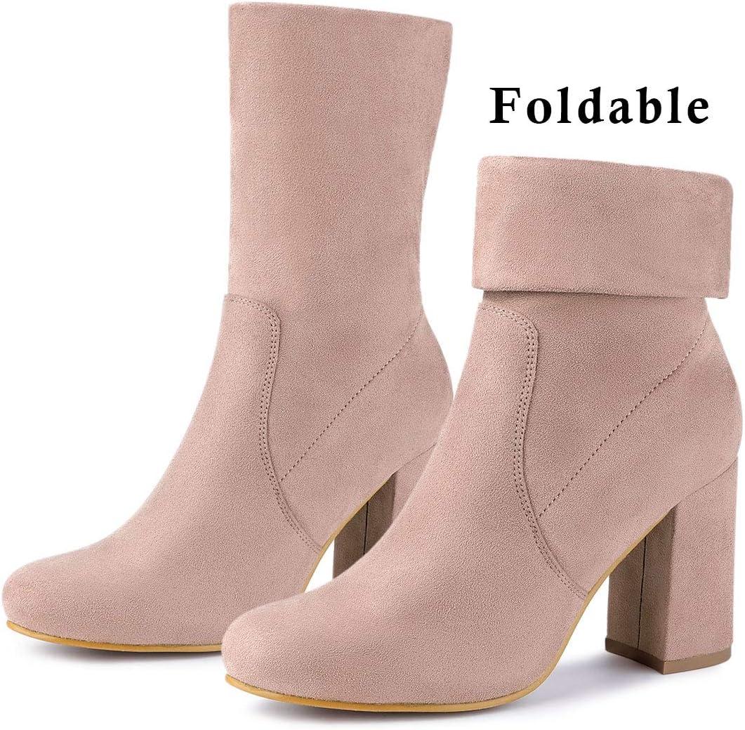 imageAllegra K Womens Stretch Round Toe Block Heel Sock Ankle BootsDust Pink