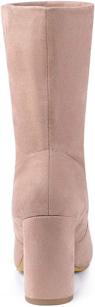 imageAllegra K Womens Stretch Round Toe Block Heel Sock Ankle BootsDust Pink