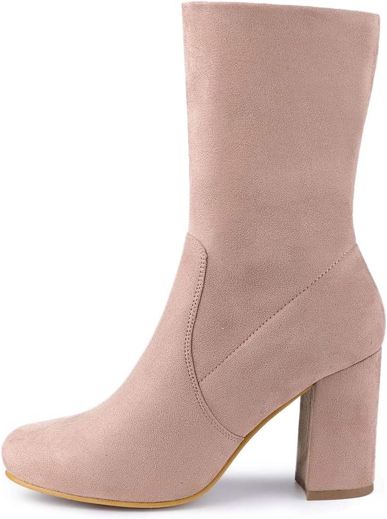 imageAllegra K Womens Stretch Round Toe Block Heel Sock Ankle BootsDust Pink