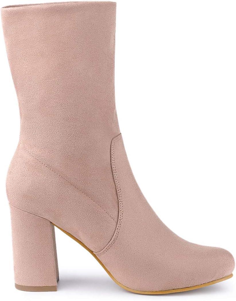imageAllegra K Womens Stretch Round Toe Block Heel Sock Ankle BootsDust Pink