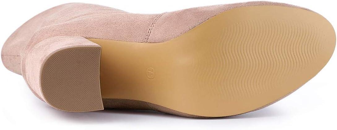 imageAllegra K Womens Stretch Round Toe Block Heel Sock Ankle BootsDust Pink