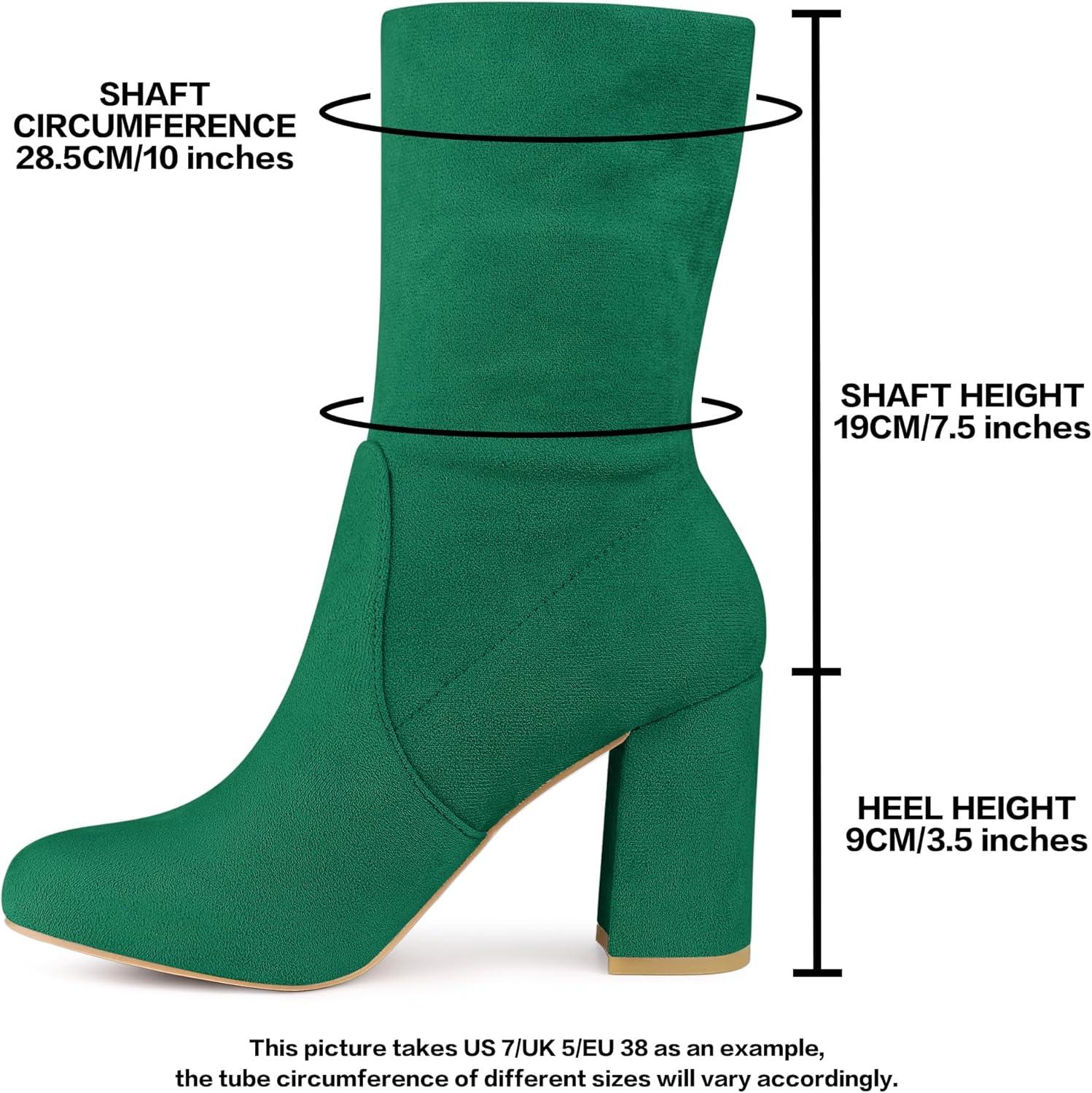 imageAllegra K Womens Stretch Round Toe Block Heel Sock Ankle BootsGreen